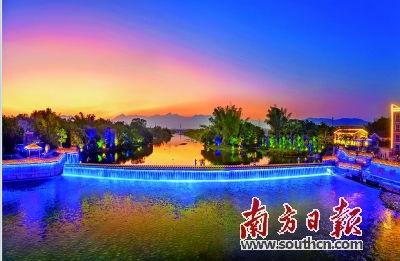 阳西县网红坝夜景图片,璀璨光影中的阳西风情画卷